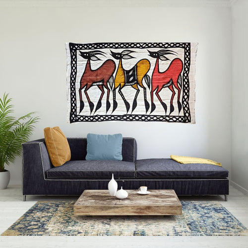 3 Antelopes Korhogo Fabric Wall Art