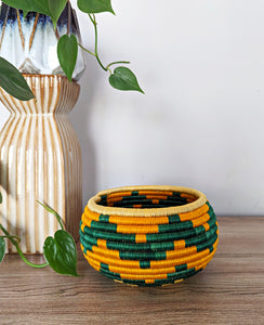 Green Orange Woven Sisal Planter Basket