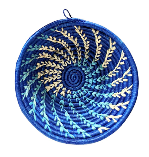 Small Blue Woven African Basket
