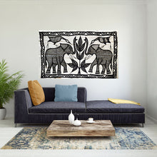 2 Elephants Korhogo Cloth Fabric Wall Art