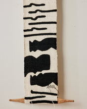 Vibrations Mud Cloth Fabric Wall Art Totem in White Black Design