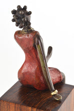 Bantu Sis In A Red Dress Bronze African Sculpture