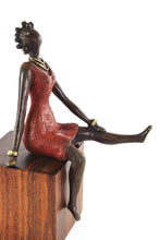 Bantu Sis In A Red Dress Bronze African Sculpture