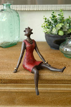 Bantu Sis In A Red Dress Bronze African Sculpture