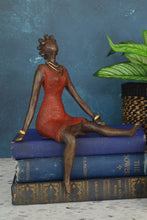 Bantu Sis In A Red Dress Bronze African Sculpture