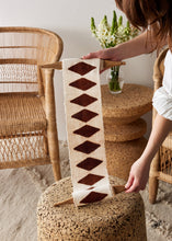 Balance Mud Cloth Fabric Wall Art Totem White with Brown Diamonds