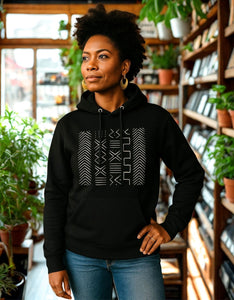 Black White Mud Cloth Pattern African Print Hoodie Sweatshirt