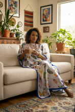 Botanical Butterfly Silky Kaftan Dress