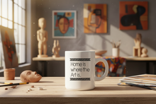 art inspired coffee mug in an African art studio