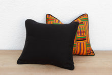 Set of Two, Yellow Stripes Vintage African Kente Pillow Covers