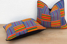 Set of 2 Vintage African Kente Pillow Covers Blue