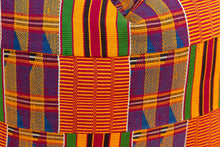 Set of Two Tribal Vintage African Kente Pillow Covers Orange Blue