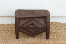 Diamond Base Carved African End Table