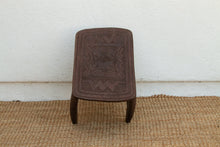 Diamond Base Carved African End Table