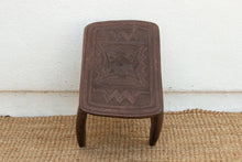 Diamond Base Carved African End Table