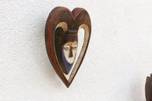 Vintage Carved African Mask, Ritural Heart