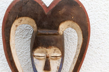 Vintage Carved African Mask, Ritural Heart