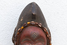 Red & White Painted African Chokwe Mask