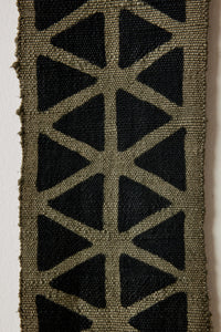 Longevity Mud Cloth Fabric Wall Art Totem Grey with Black Triangles