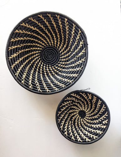 Black woven African baskets small large wall basket 