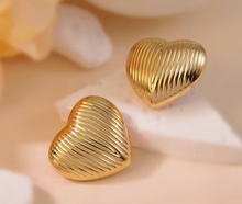 Gold Plated Stud Earrings Heart Shaped