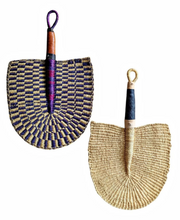 Burgundy Navy Blue Woven African Hand Wall Fans Set of 2
