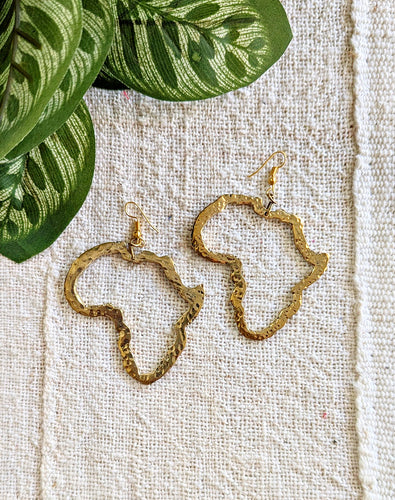 Hammered Brass African Shaped Earrings