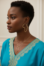 Gold Plated Africa Map Jewelry Set, Stainless Steel Earrings and Necklace