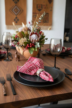 Serviettes de table à imprimé bloc rouge canneberge - Lot de 2