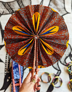 Éventail pliant en tissu Ankara Speed ​​Bird orange