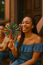 Ashanti Glow African Fabric Folding Hand Fan