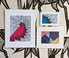 Frame Free Matted African Print Fabric Abstract Wall Art Set of 3