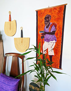 African Male Batik Fabric Wall Art