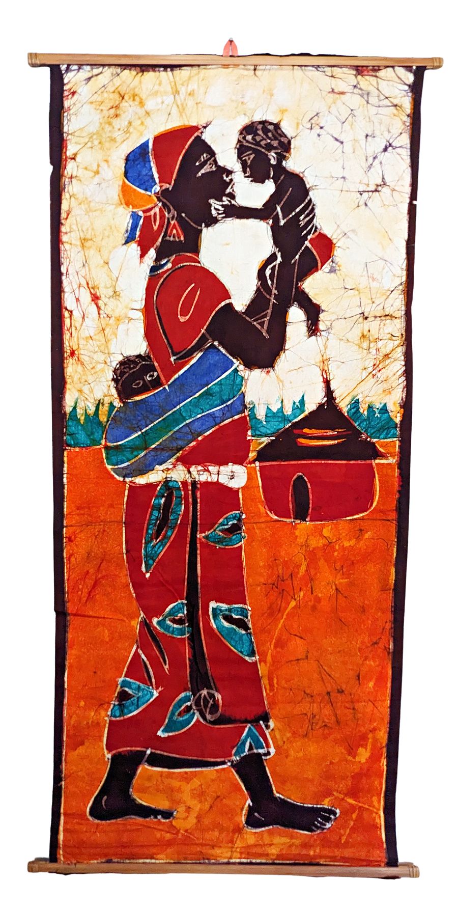 Mother & Child Batik Fabric Wall Art A