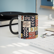 abstract tribal pattern african design coffee mug on a desk