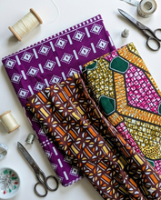 Purple White African Print Fabric 2 Yards