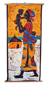 Mother & Child Batik Fabric Wall Art B