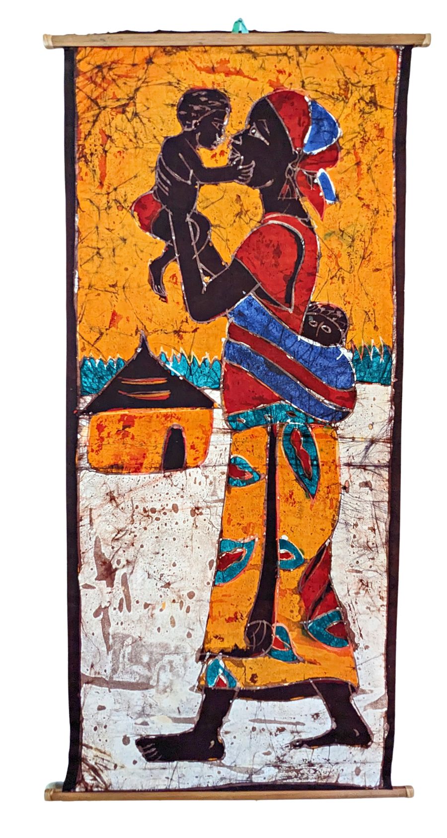 Mother & Child Batik Fabric Wall Art B
