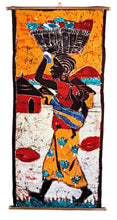 Woman With Basket Batik Fabric Wall Art