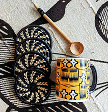 Black Woven Coasters + Black Bead Spoon Set