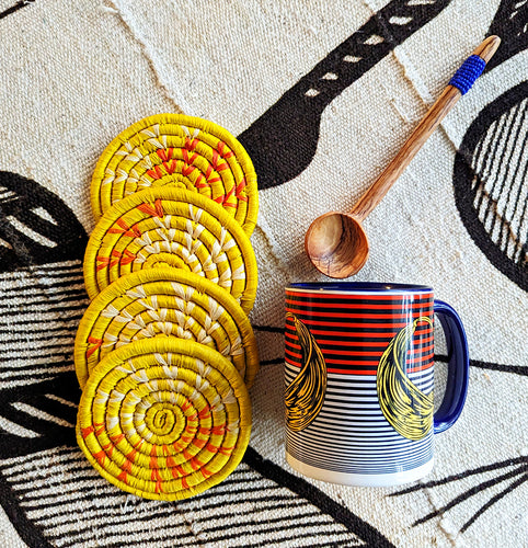 Ensemble cadeau de cuillères de dessous de verre de tasse à café Fulani