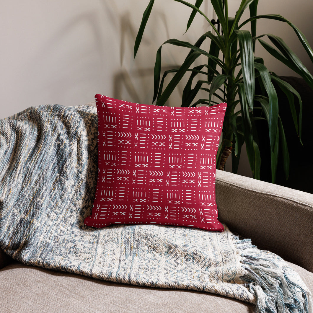 large red white african pattern pillow