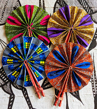Orange Speed Bird Ankara Fabric Folding Hand Fan