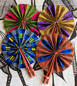 Orange Speed Bird Ankara Fabric Folding Hand Fan