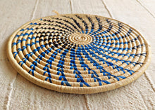 Handmade Trivet Table Mat – Blue Spiral Design