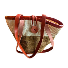 Handwoven Kenyan Kiondoo Sisal Shoulder Bag – White & Natural Leather Handles