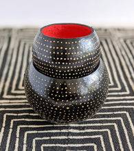 Black Etched African Gourd Bowl Set