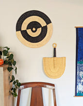 Large Woven Raffia Wall Plate Duo Tone