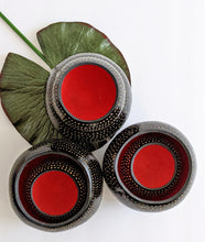 Black Etched African Gourd Bowl Set