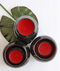 Black Etched African Gourd Bowl Set